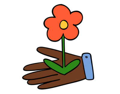 Illustration of a hand holding a flower