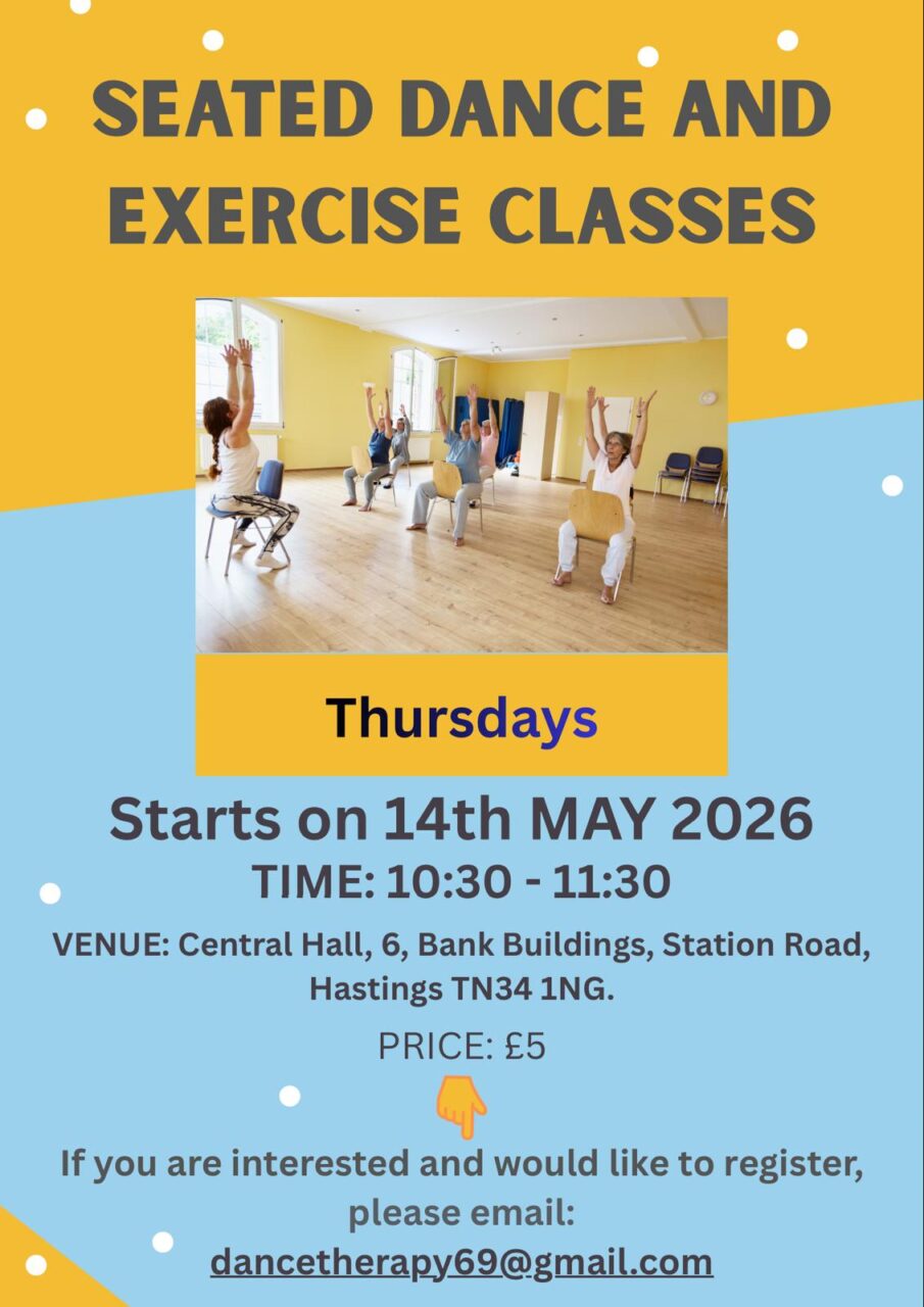 Flyer about some upcoming seated dance and exercise classes coming up at Central Hall starting 14th May